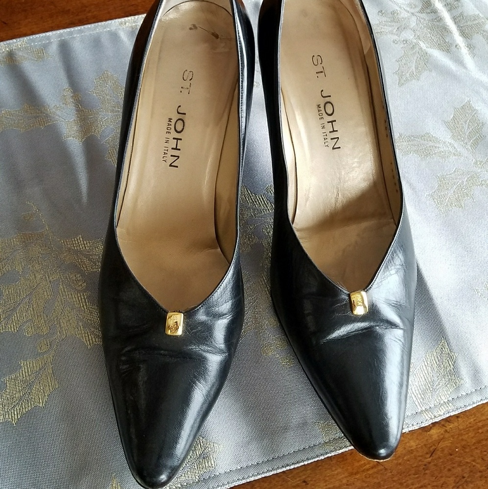 St. John black leather heels